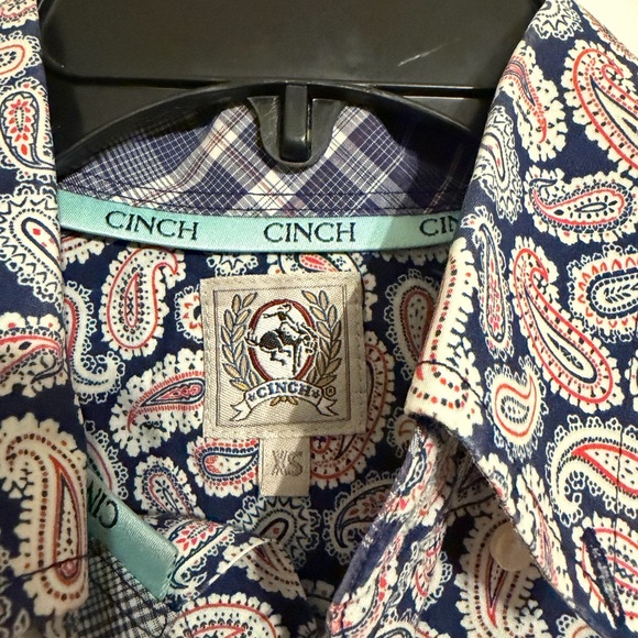 NWOT Cinch Navy Paisley Mens Long-Sleeve Button-Down Shirt - Picture 2 of 3